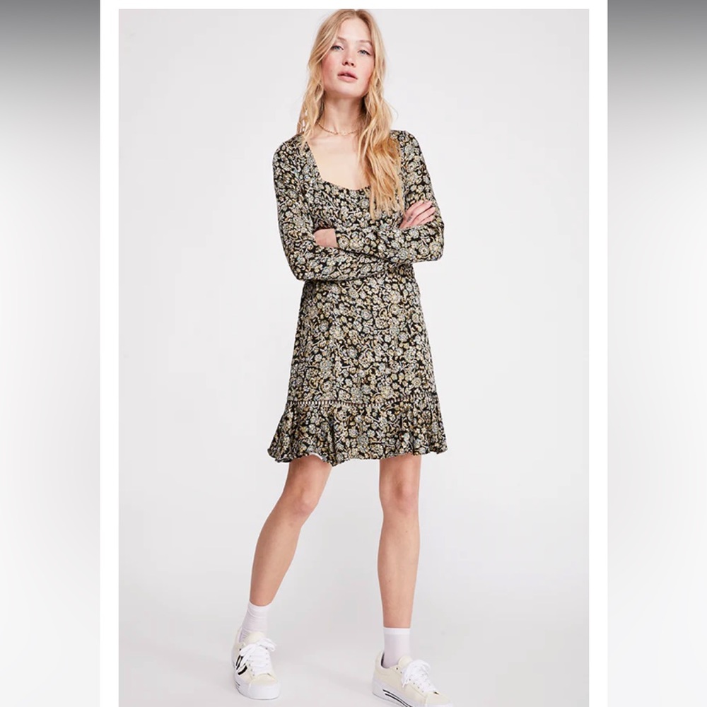 NWT Free People Boheme Mini Dress Black 0
